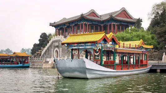 Kunming Lake at the Summer Palace with its famous Marble Boat