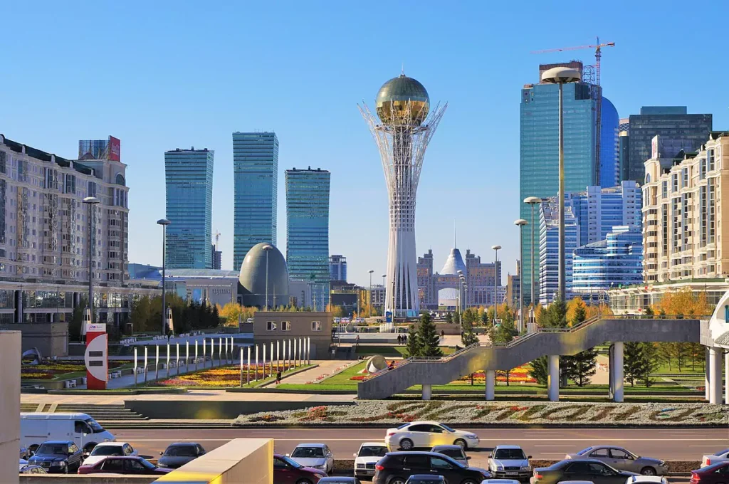 The iconic Bayterek Tower, a leading attraction in Nur-Sultan, symbolizing Kazakhstan's modern aspirations.